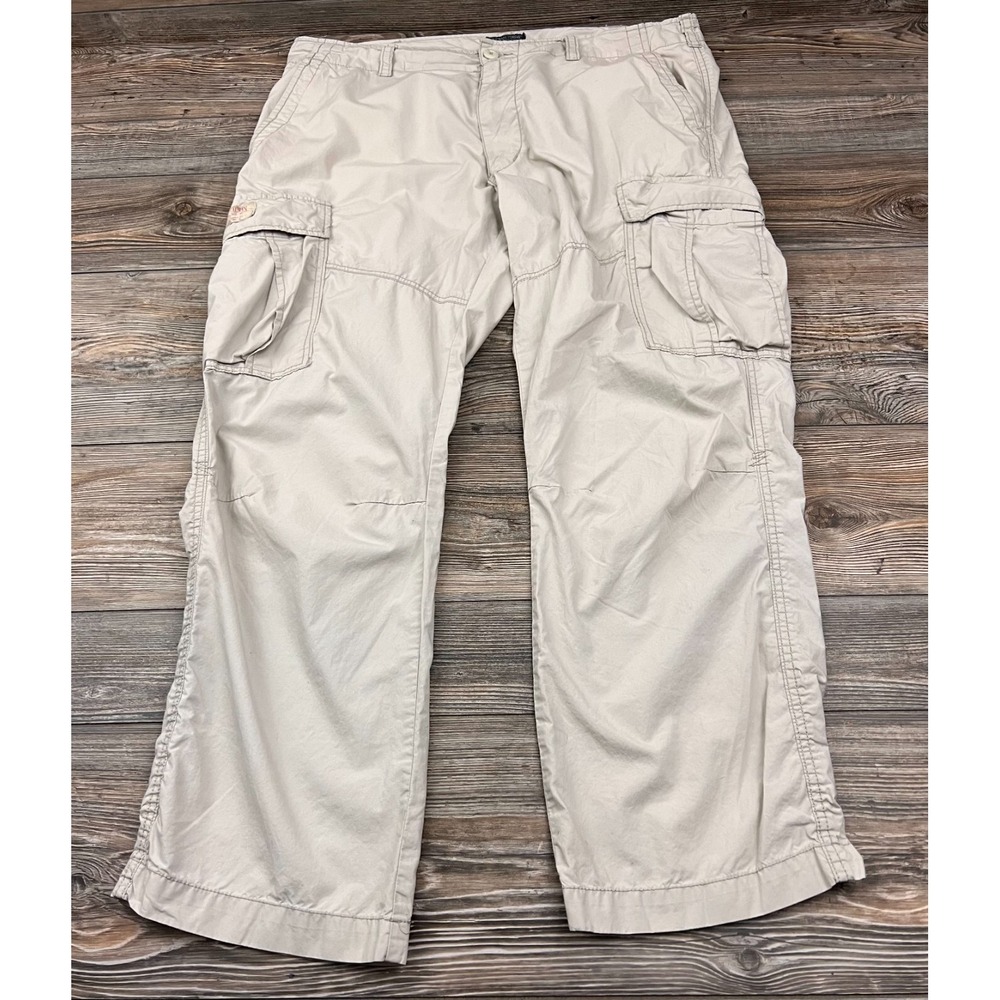 VTG Ralph Lauren Mens Cargo Pants‎ Beige 40 X 32 Cotton Mid Rise Solid Straight